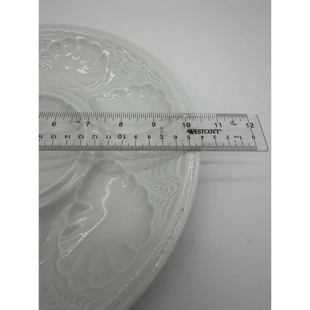 Antique Tharaud limoges france oyster platter White Glossy 10.5” Porcelain